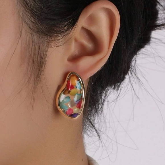 Colorful  statement earrings - Picture 2 of 3